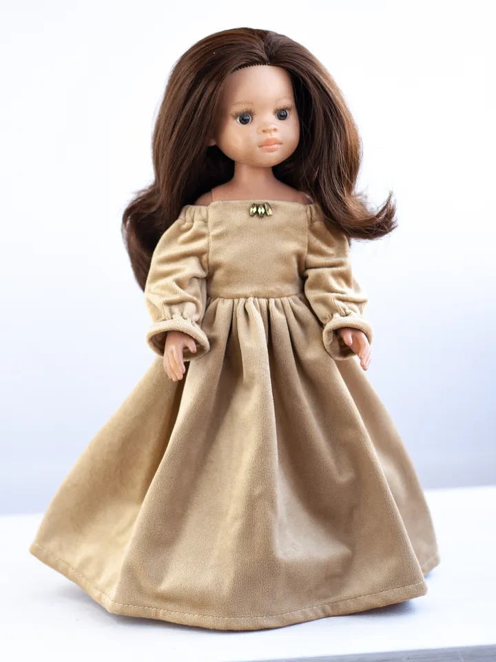 Paola Reina doll clothes, Little Darling by Dianna Effner dress, 13 inch dolls waist 13 - 14,5 cm, long doll dress