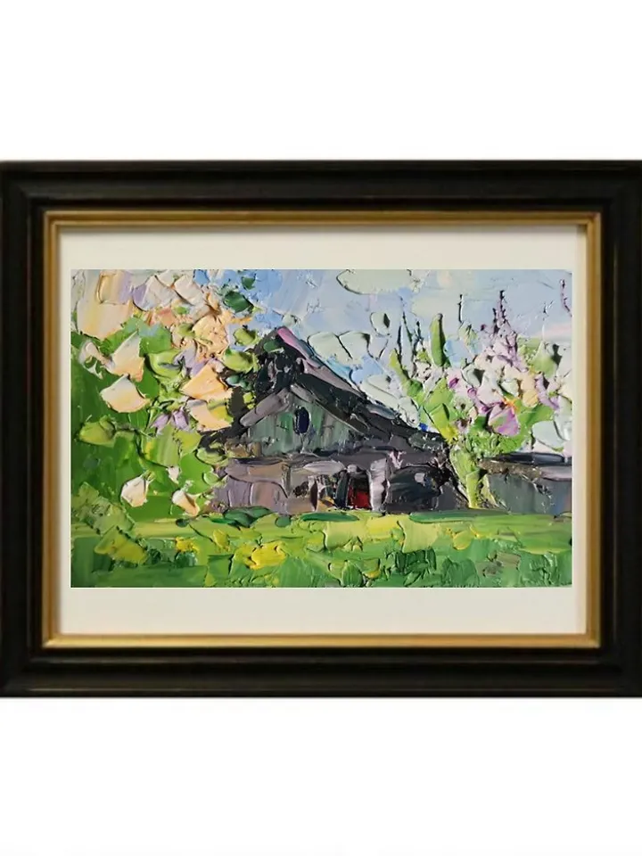 Sakura Painting Original Art Cherry Impasto Oil Painting 4 x 6 in by Verafe