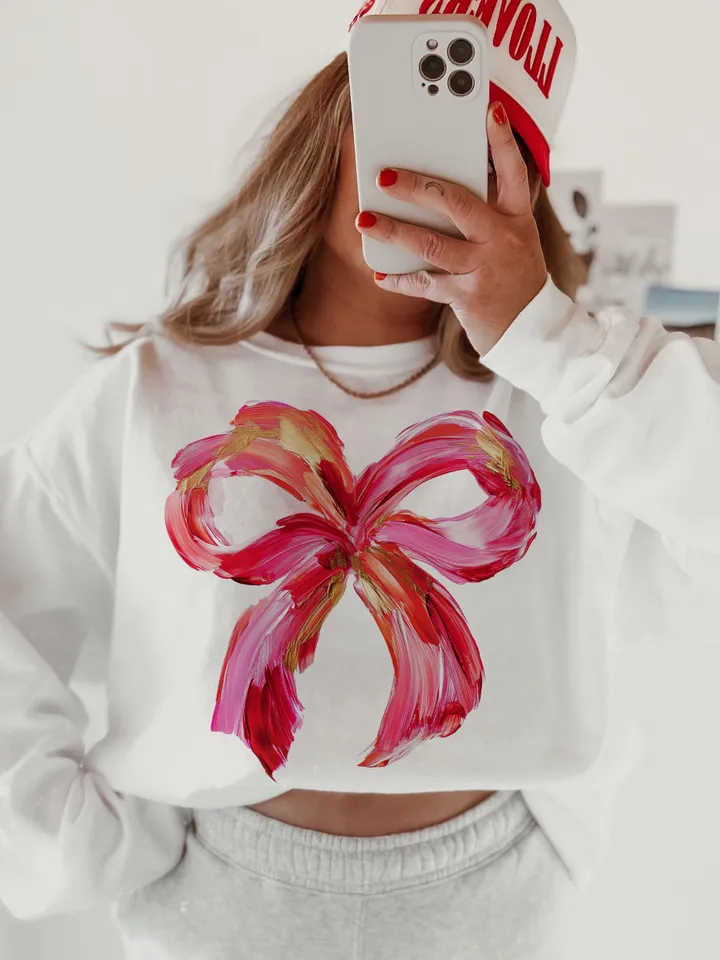 Valentines Day Coquette Bow PNG, Valentine Brushstroke Png, Valentines Day Sublimation Design, Coquette Valentine Png, Trendy V-day Png