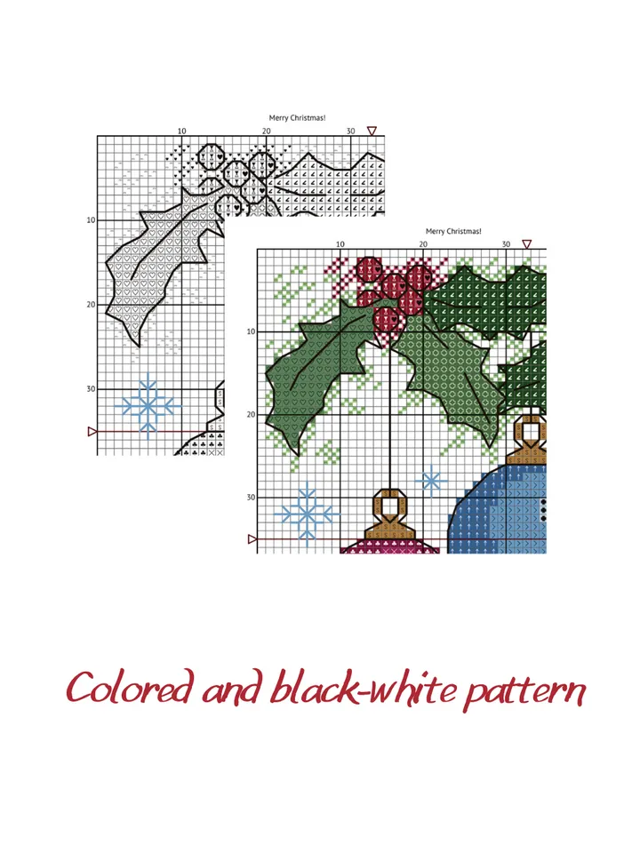 Cross stitch pattern Merry Christmas, digital cross stitch pattern PDF