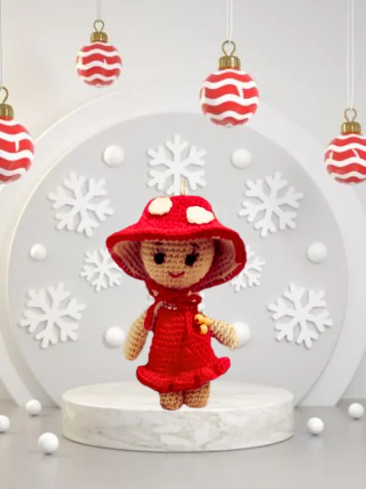 Red Crochet Mushroom Keychain โ PDF Pattern (Amigurumi Tutorial)