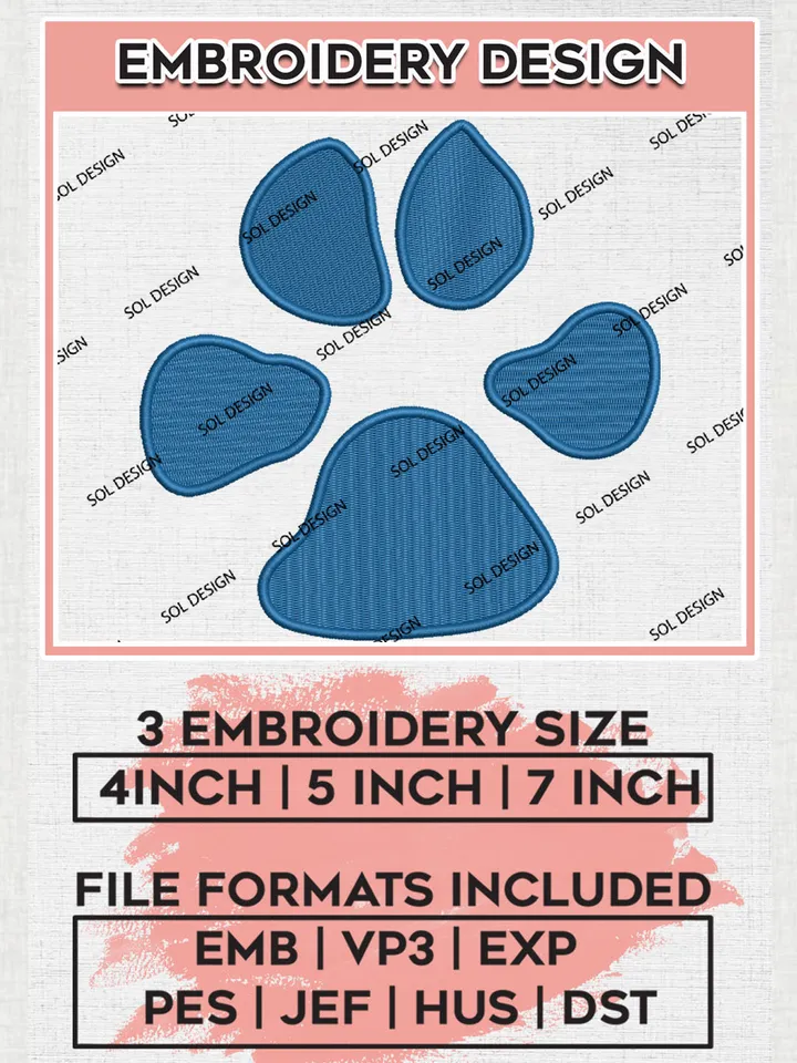 NCAA UNC Asheville Bulldogs Team Footprint Logo Embroidery Design Files, NCAA UNC Asheville Bulldogs Machine Embroidery, NCAA Teams, 3 sizes, NCAA Machine embroidery designs, Digital Download