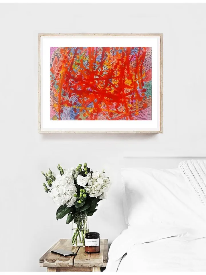 Abstract Art In jackson Pollock Style, Vibrant And Colorful Painting Mixed Media