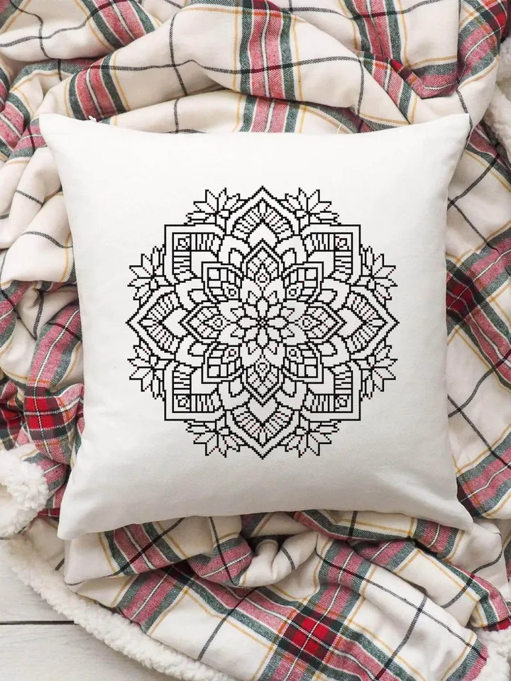 Mandala set cross stitch pattern download PDF, Floral ornament cross stitch chart, Monochrome mandala digital PDF, Embroidery beginner #S20