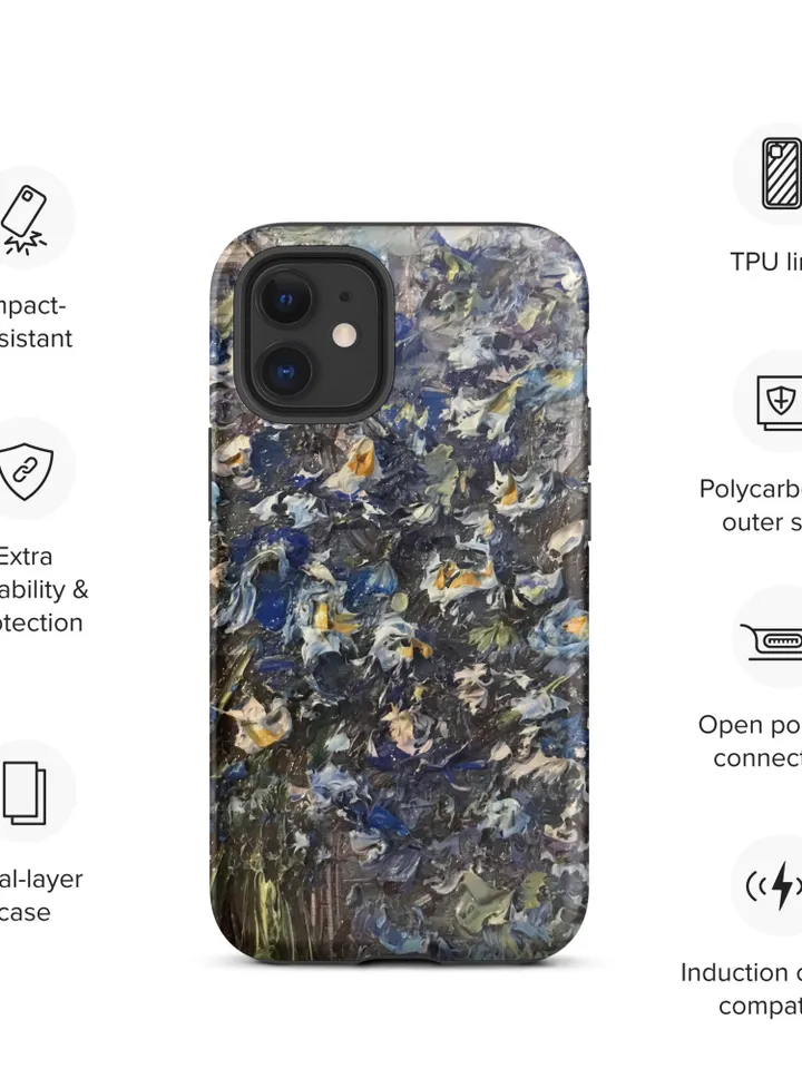 Forget me not bouquet flowers Tough iPhone case,made from my original oil painting,unique gift for her.