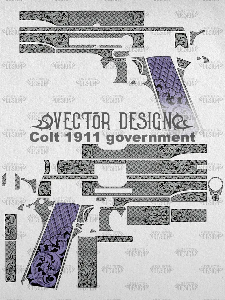 VECTOR DESIGN Colt 1911 government Scrollwork and snake scales