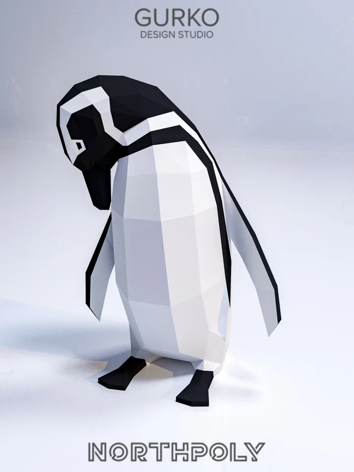 5 Magellanic Penguins Papercraft, Digital Template, PDF Download, Gurko, Low Poly, Pepakura, Origami Sculpture, Paper Party Decor, DIY Gift