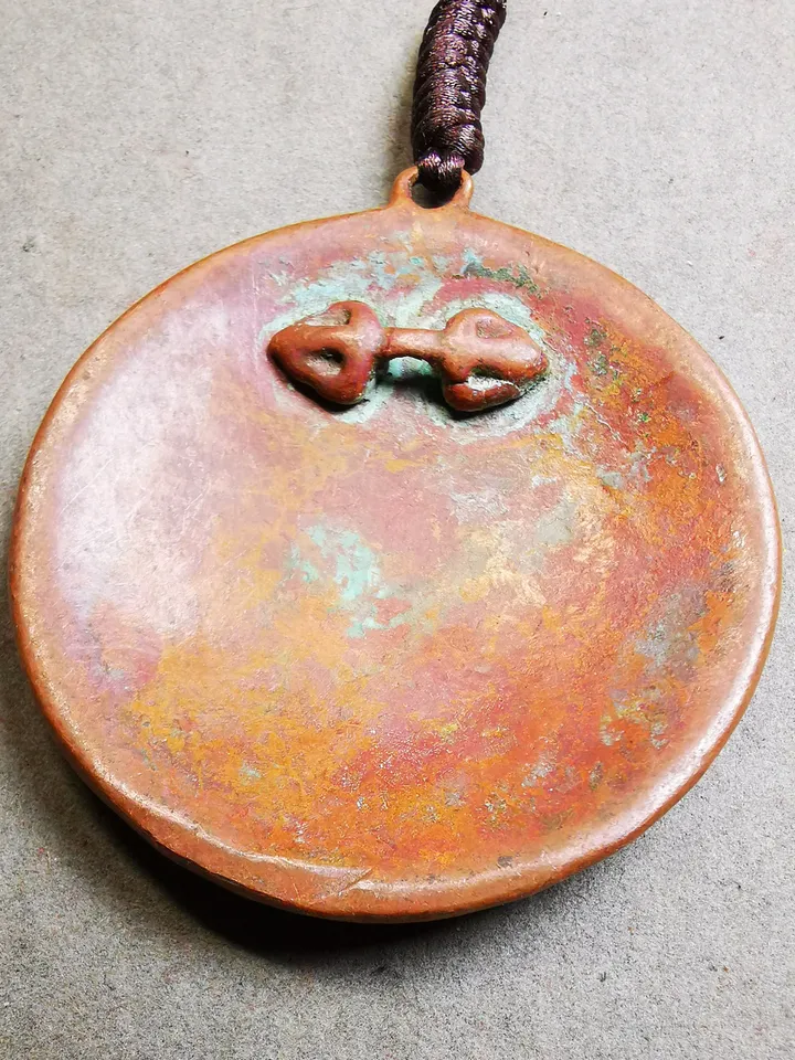 Gandhanra Acient Tibetan Buddhist Amulet,Melong Mirror, Calendar Badge,SIPAHO(srid pa ho),Unique 2 Sided Pattern