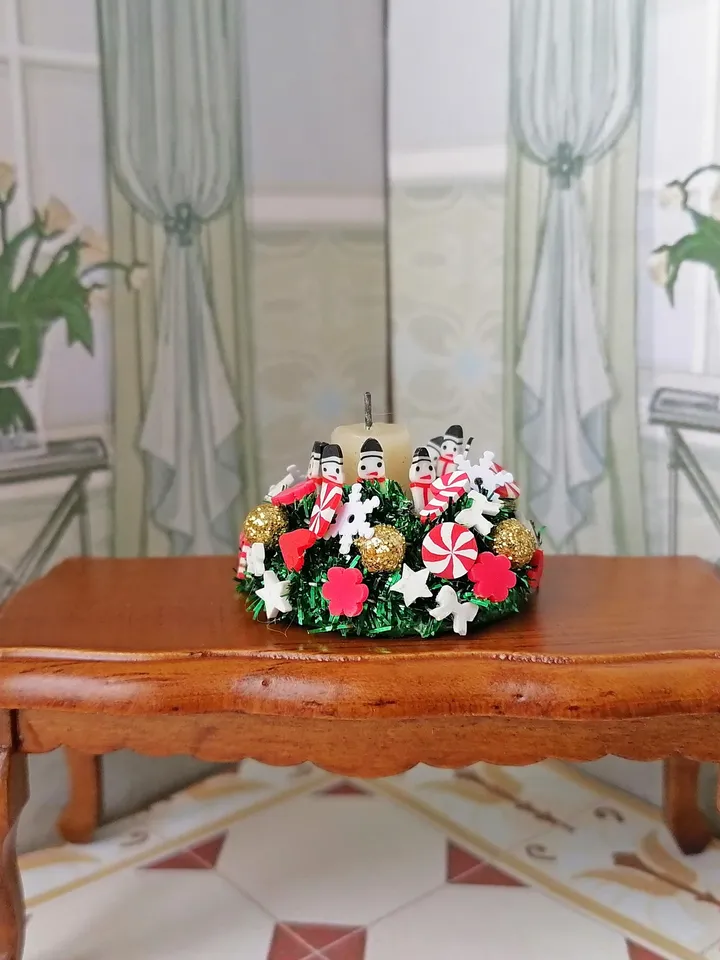 Christmas candlestick for a dollhouse. 1:12. Dollhouse miniature.
