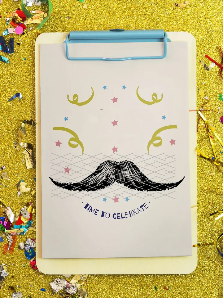 Mustache set digital print
