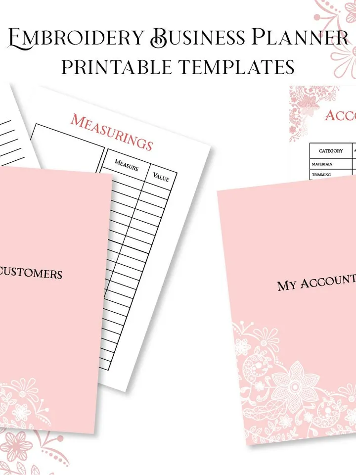 Embroidery and sewing business planner Printable A5 PDF Planner Embroidery Journal planner 49 pages Stickers Template Digital Planner