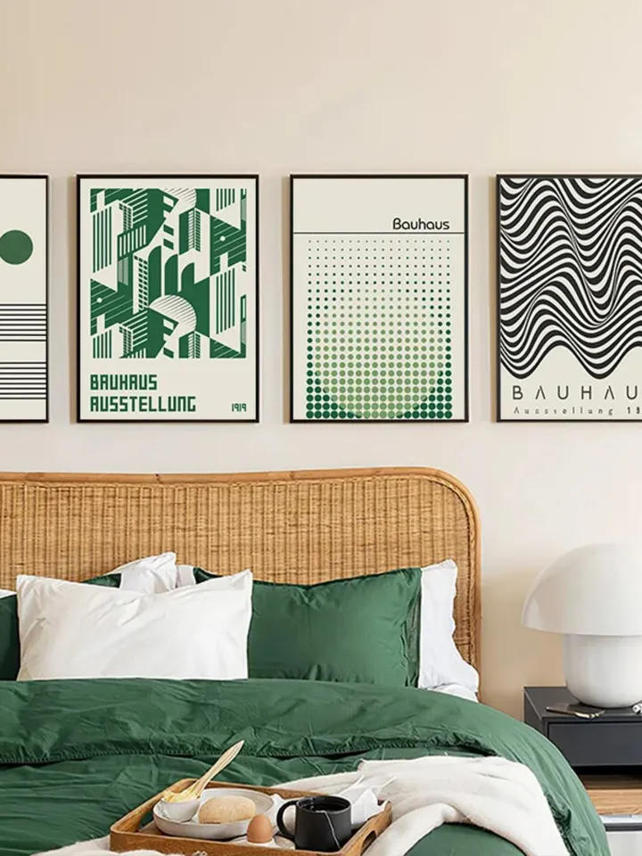 Bauhaus poster set of 18, premium printable, wall art prints, mid century modern, minimalist abstract geometric bundle, digital download art