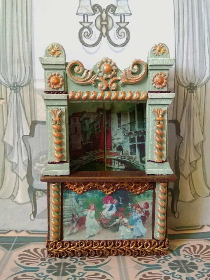 Miniature puppet theater for doll houses.1:12 scale.