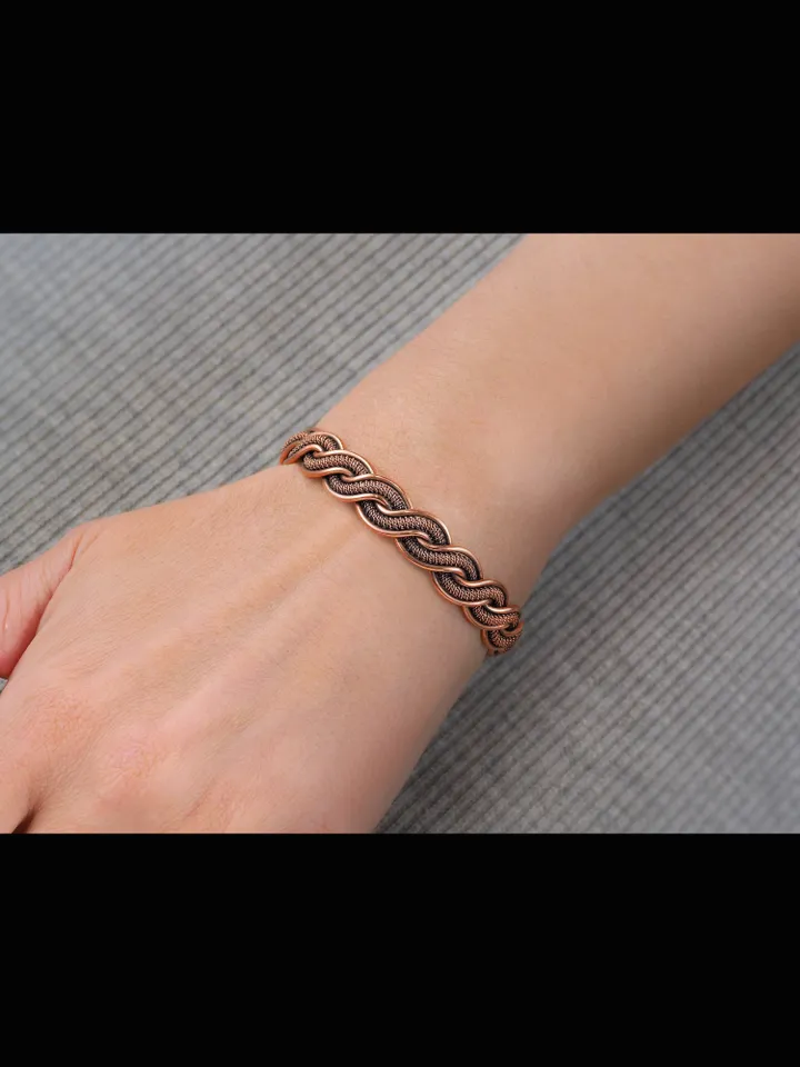 Unique handmade copper wire wrapped bracelet for woman Woven wire copper jewelry Wire wrap art copper jewelry Handmade