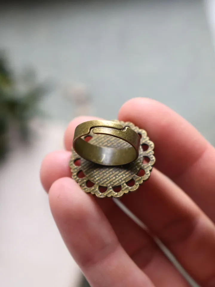 Real flower ring. Resin ring with Real flower meadow. adjustable ring.