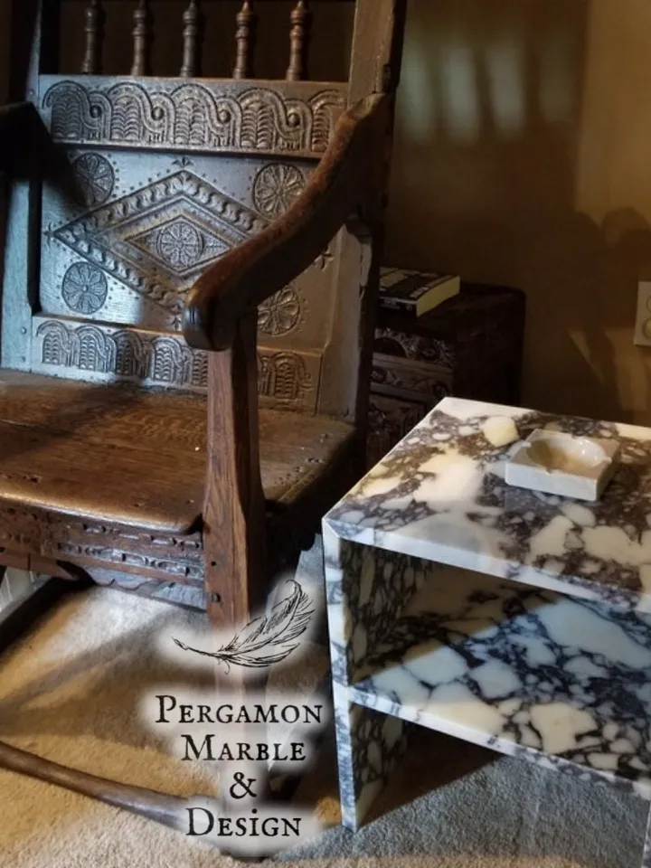 Calacatta Viola Marble side table, end table, italian marble 100% handmade, coffe table, real stone