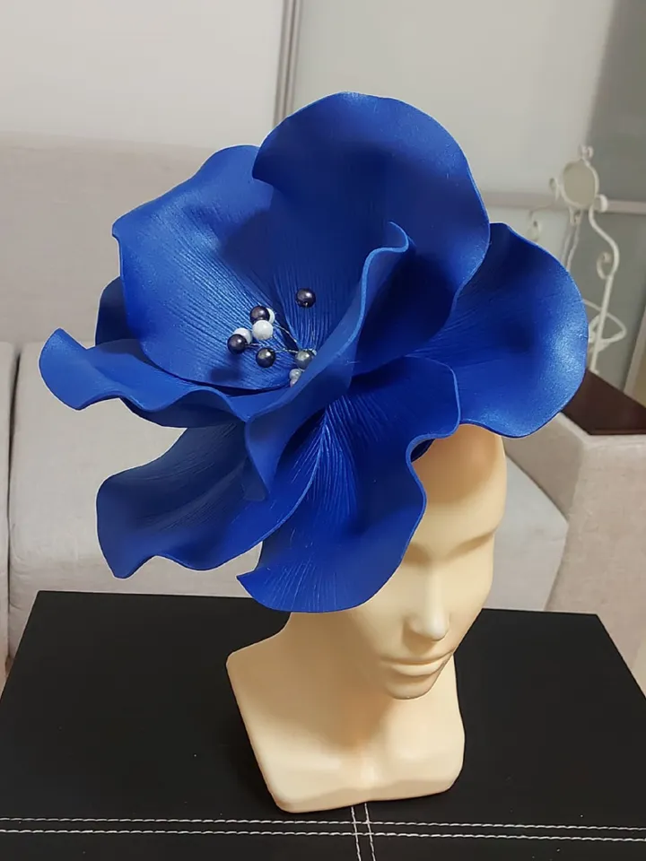 Large anemone Fascinator Kentucky Derby Hat, blue Flower headband, Tea Party Hat, Festival hat, Flower Hair Clips Fashion 2024