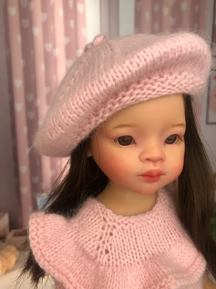 Paola Reina Doll 4 ITEMS Set: Exclusive Handmade Outfit - Beret, Dress, Tights, Shoes
