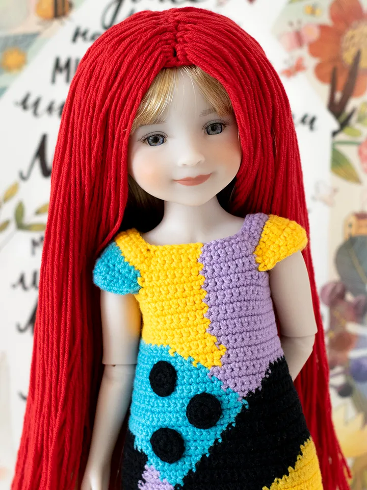Disney Sally Nightmare Before Christmas Costume for Ruby Red Fashion Friends doll 14.5" for Halloween, set doll clothes