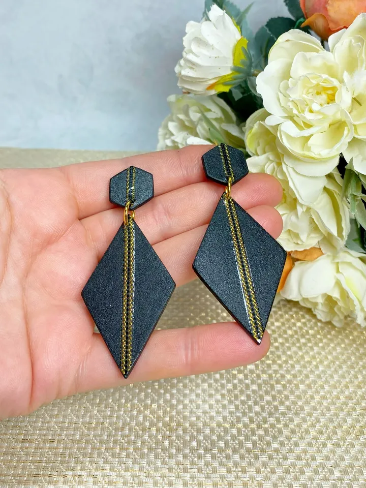 Handmade matte black earrings.