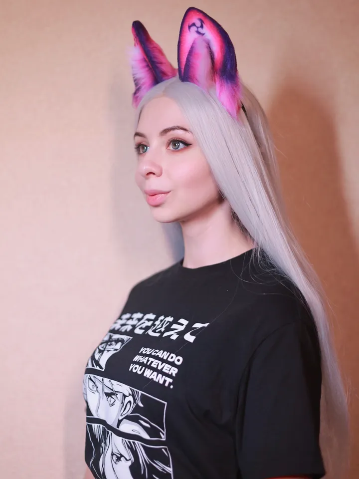 Electro Genshin Impact faux fur cat ears on headband