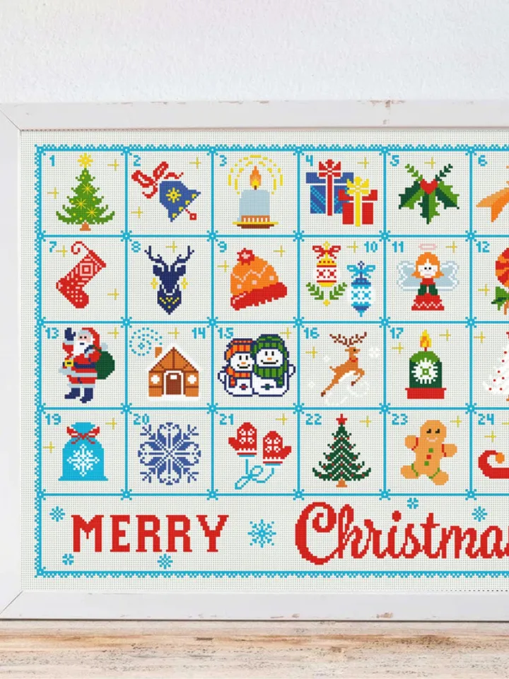 Christmas Advent Calendar New Year decor Holiday cross stitch pattern, counted, chart, gift DIY, embroidery, instant PDF