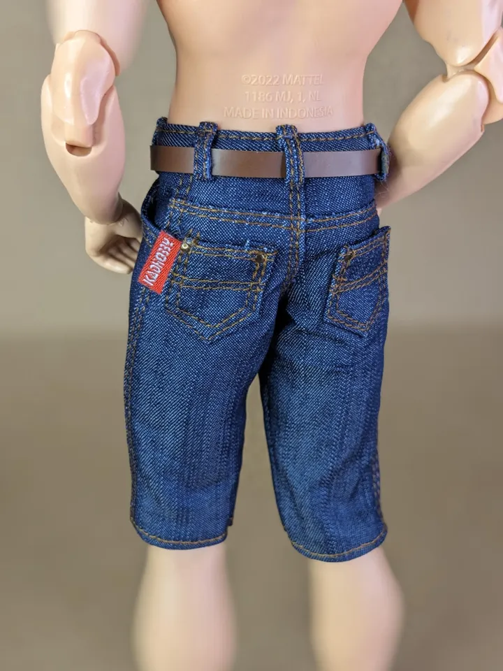 Classic denim shorts for 1/6 scale fashion male doll (Muscular Body or FR Homme, Poppy Parker)