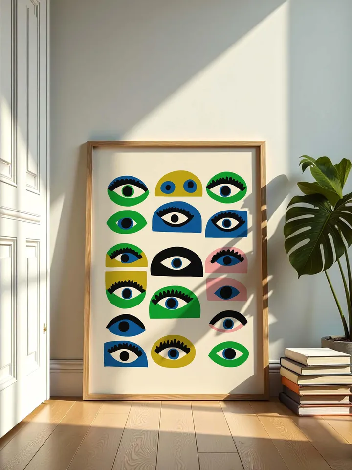 Colorful Abstract Eye Wall Art, Modern Digital Eye Prints, Minimalist Poster, Home Decor, Crazy Eye Illustration, Instant Digital Download