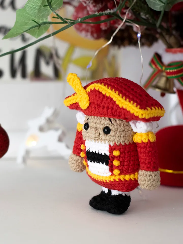 Stuffed Nutcracker Soldier toy Christmas gift idea, crochet Nutcracker figurine winter nursery and home decor