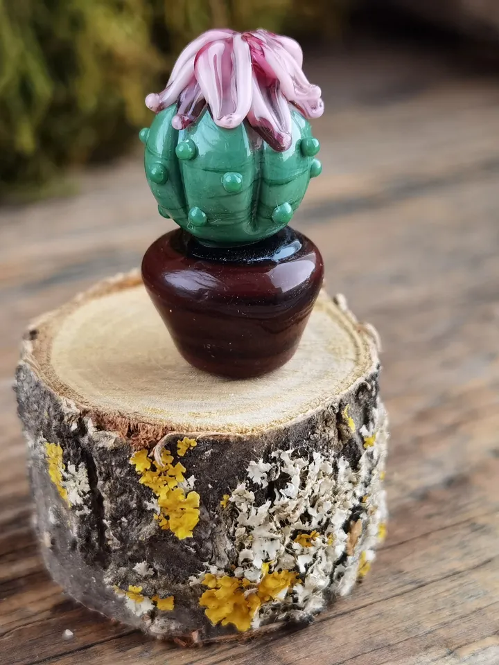 GLASS FIGURINES Cactus figurine Tiny cactus miniature cactus Blown glass art cactus ornaments Aquarium decor Cacti Succulent Dollhouse decor