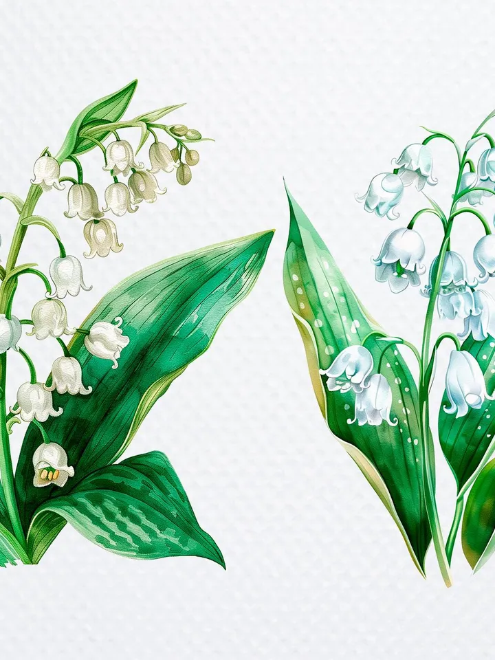 10 Lily of the Valley Bouquet PNG Bundle, Adorable, Printable Watercolor sublimation, High Quality PNG, Paper craft, junk journal