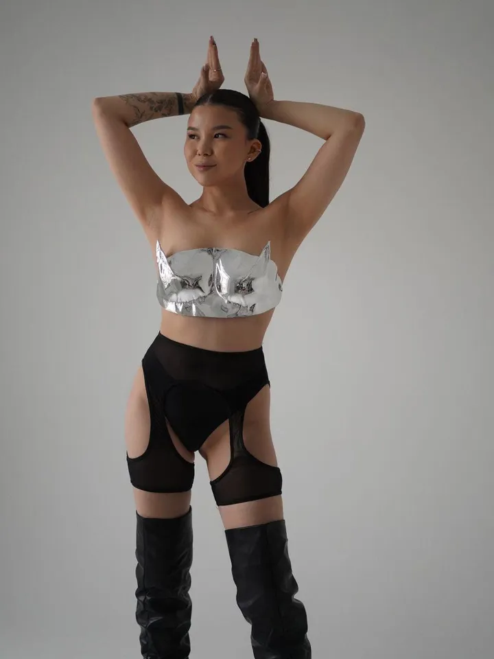 mirror corset, corset, burning man, festival wear, armor, strawberry wolf, women's corset, silver bra