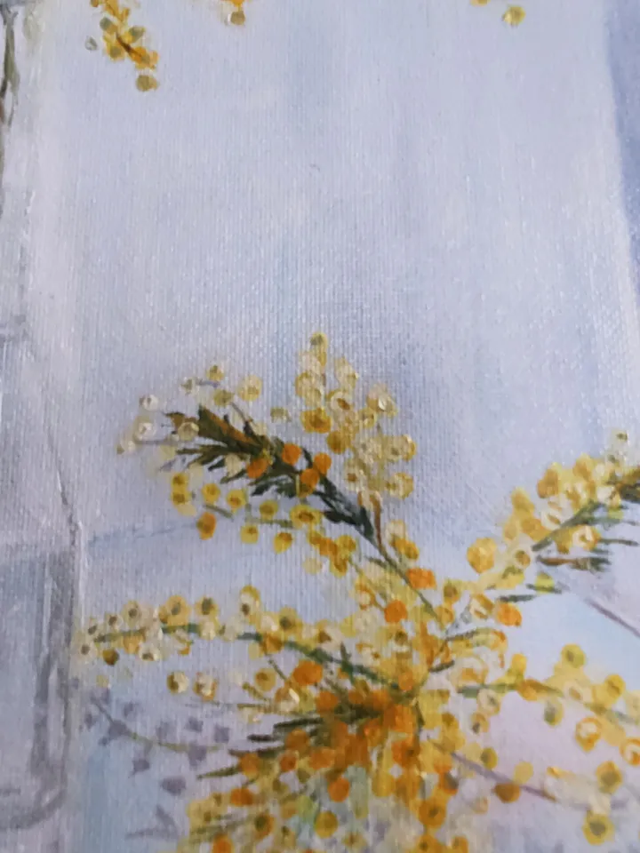 mimosa in the morning light oil painting realism