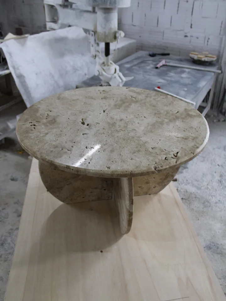 Travertine coffee table is real travertine, it is handmade, including its custom-made legs. Italy Model Italian Model natural stone