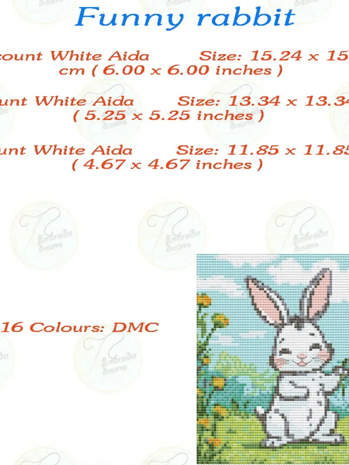 Rabbit cross stitch pattern pdf, Banny embroidery DIY