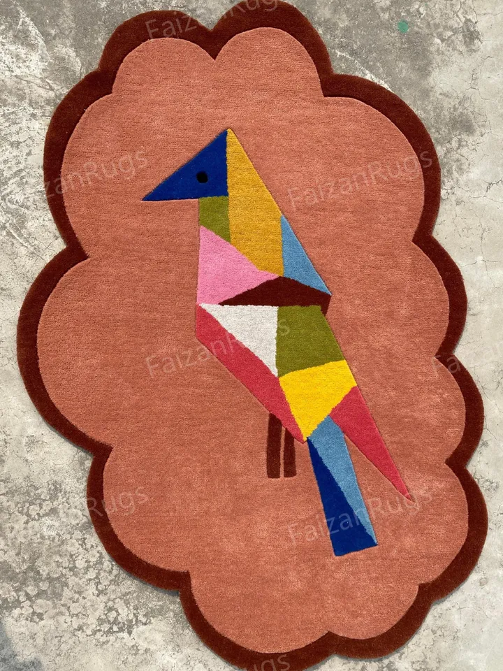 8x10 Bird Rugs | Kids Rugs | Hand Tufted Multi Color Ultra Soft Rug 100% Wool For Living Room, Bed Room, Available In Any Size 10x14,10x12,9x12
