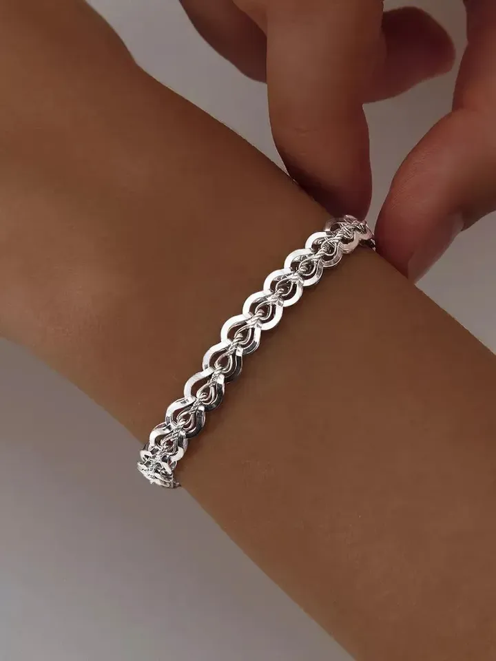 Bracelet on hand silver 925 wide, hand weaving