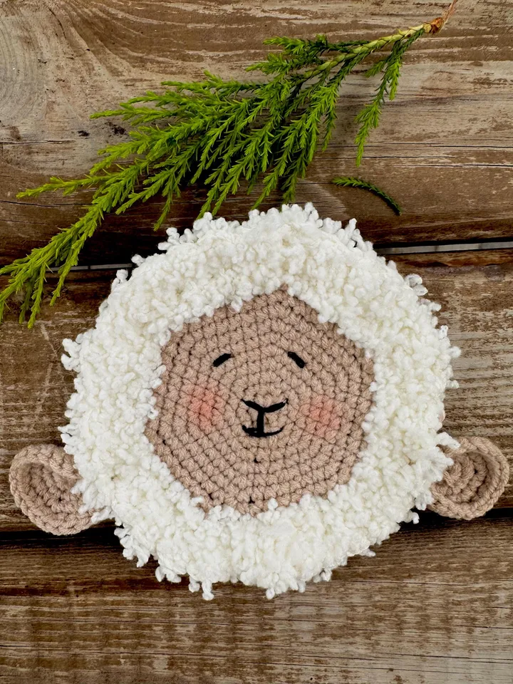CROCHET SHEEP Lamb Coaster pattern - Lamb Coaster Crochet Pattern Cute Instant Digital Download PDF english
