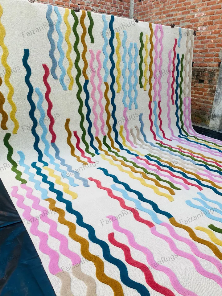 Buy Multi Color Rug Hand Tufted Modern Rug Handmade Wool Carving Rug Large Area Home Rug for Living Dining Bedroom 10x10 8x10 9x12 10x14