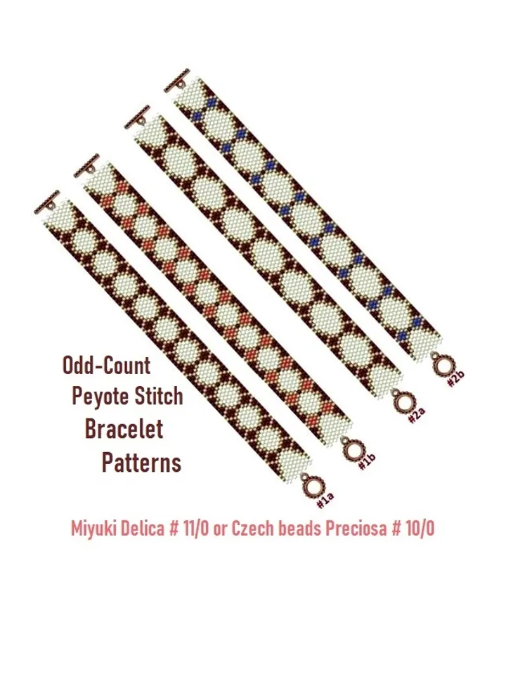 Cuff Bracelet Odd Count Peyote Stitch Bead Patterns Bracelet, Beading Technique, Miyuki Delica, Czech beads Preciosa, Instant Download