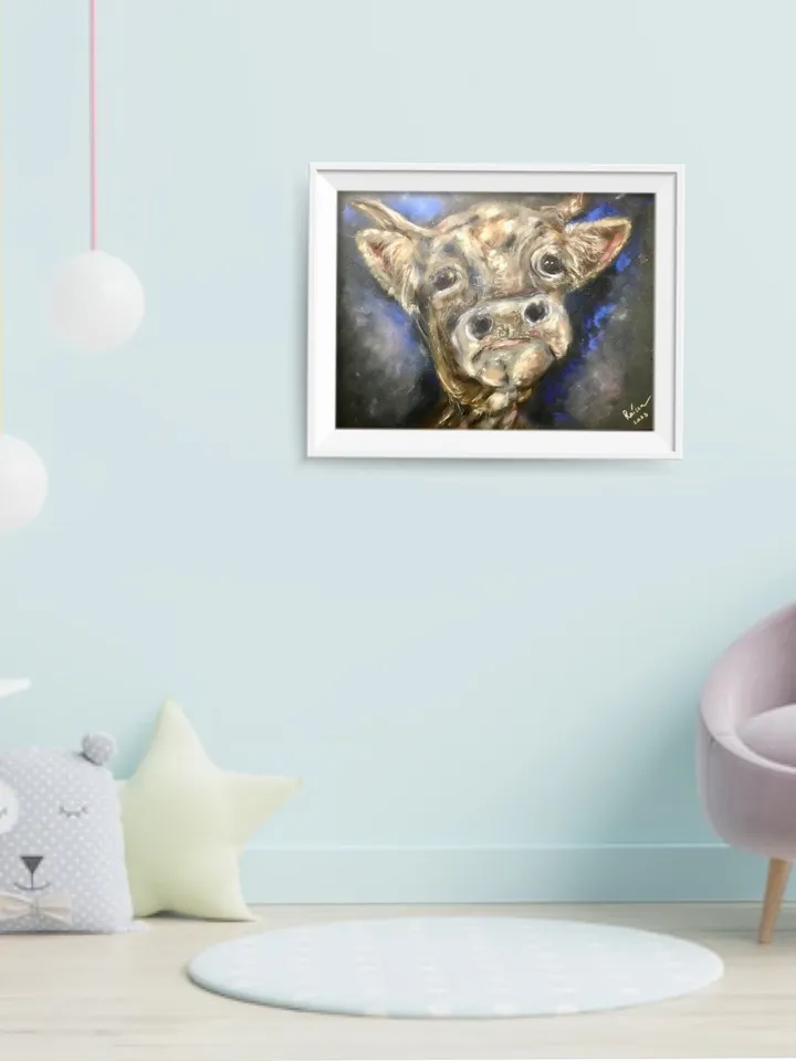 Cow in love,original soft pastel painting on pastelmat,animals pastel painting,one of a kind artwork,wall hanging,gift.