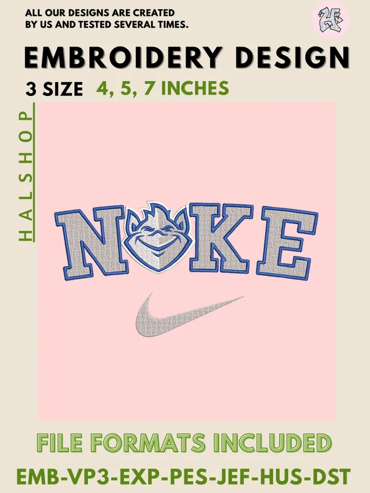 NCAA Saint Louis Billikens Nike Logo Embroidery Designs | Machine Embroidery Files | 3 Sizes, 6 Formats | NCAA College Team Design