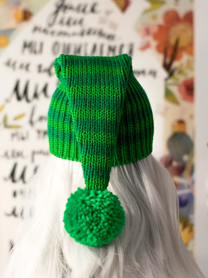 Green striped cap for Blythe doll, Pullip doll, Icy doll for Christmas or Saint Patrick's day, accessories for Blythe