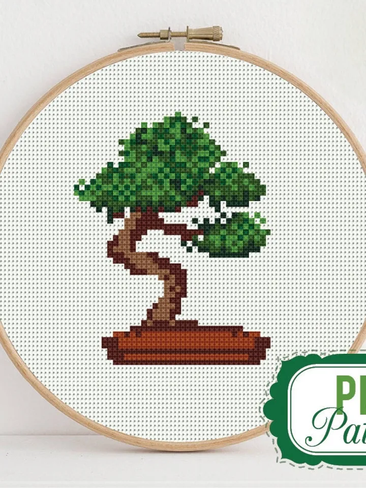 Cross stitch pattern Bonsai Tree Cross stitch pattern Green Nature Tree China PDF Format Instant Download Home decor Modern