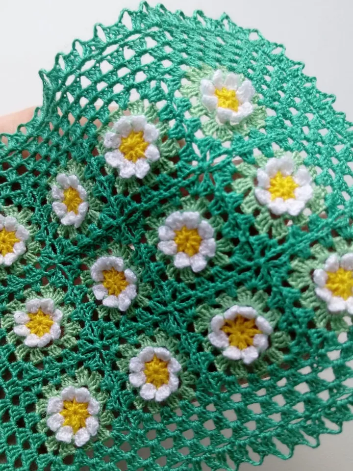 Miniature Green Blanket with White Flowers