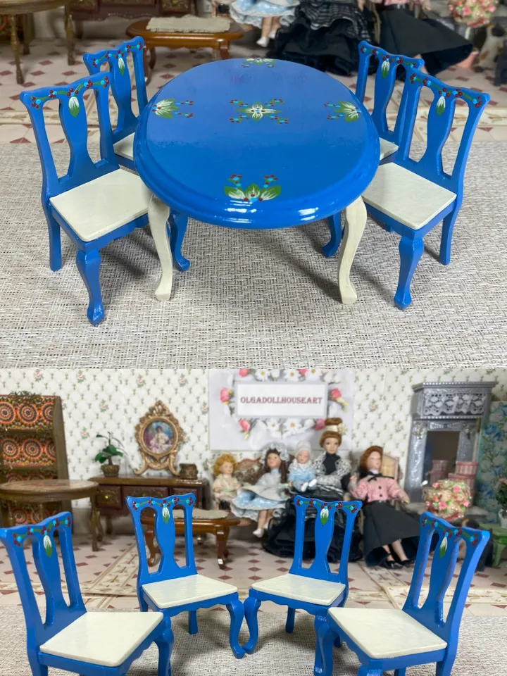 Kitchen furniture set. 1:12. Handmade. Furniture for a doll. Doll sideboard. Doll table.