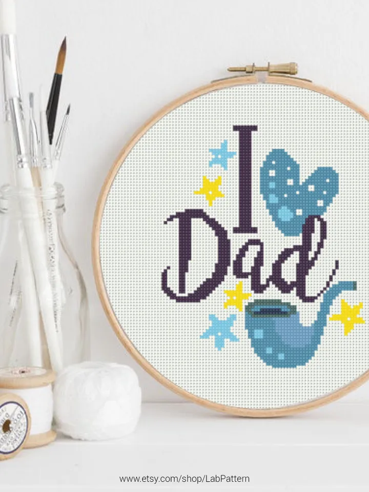 I love dad Cross stitch pattern | Embroidery Pattern | Instant Download | Embroidery Designs