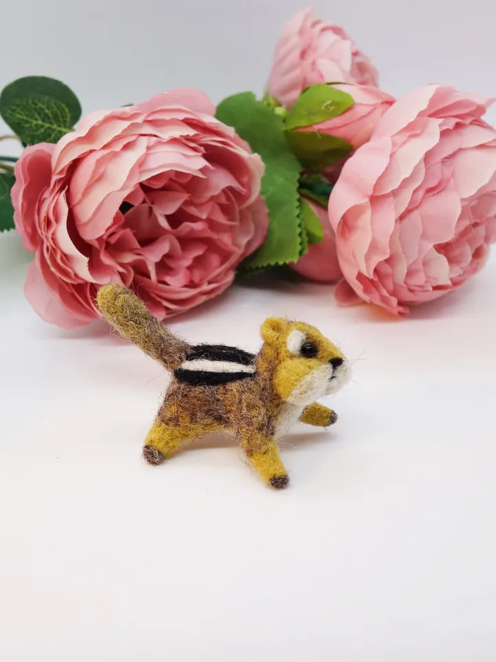 Cashew the chipmunk, miniature needle felted animal, gift for her, tiny chipmunk, made to order