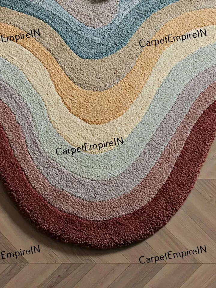 layered rug, Wavy Multicolor Area Rug, Modern Layered Carpet, Living room rug, bedroom rug, nursery decor, kids rug, 4x4,6x6,7x7,8x8,10x10..