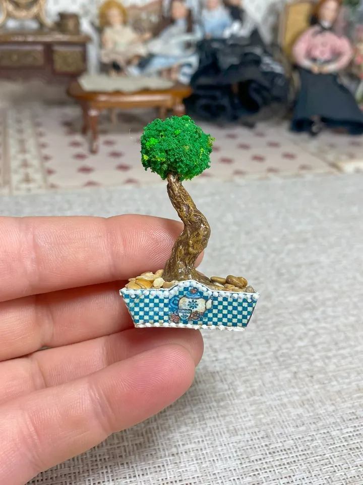 Miniature bonsai for a dollhouse. 1:12. Completely handmade. Plant for a doll.